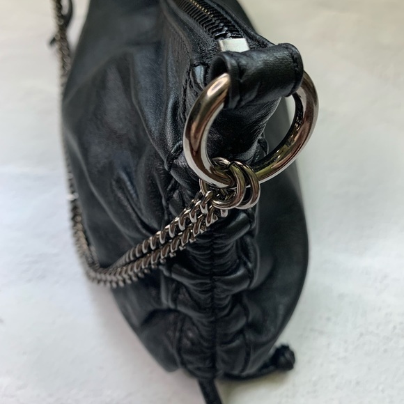 Banana Republic black genuine leather, ruched purse/bag /like new - Picture 4 of 7